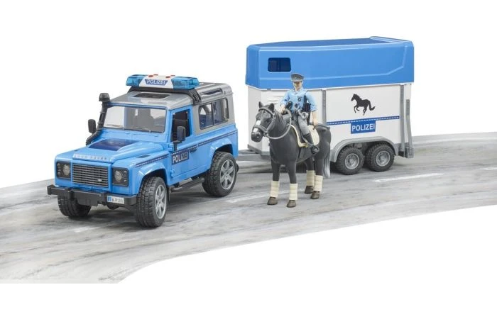Bruder 2588 Land Rover Defender Politievoertuig, Paardentrailer, Paard + Politieagent 3 Bruder 2588 Land Rover Defender Politievoertuig, Paardentrailer, Paard + Politieagent - Afbeelding 3