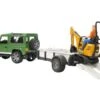 Bruder 2593 Land Rover Defender Met Aanhanger En JCB Kraan Met Bestuurder
