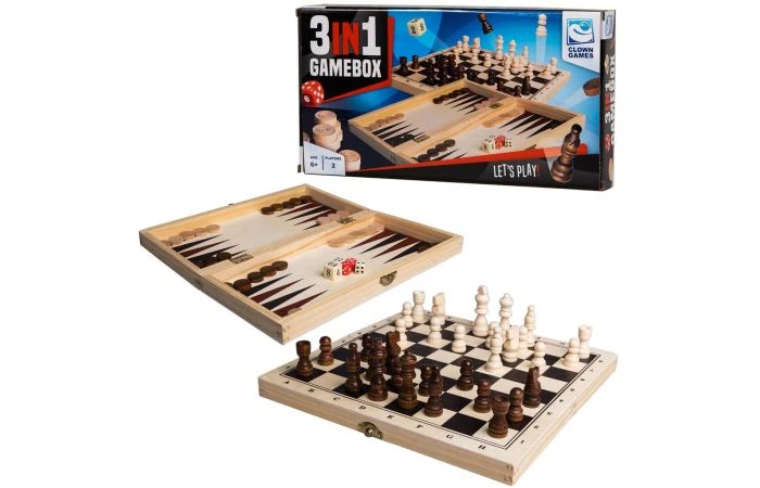 3-In-1 Spellendoos Hout 1 3-In-1 Spellendoos Hout