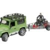 Bruder 2598 Land Rover Defender Station Wagon, Trailer, Scrambler Ducati Cafe Racer En Bestuurder