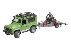 Bruder 2598 Land Rover Defender Station Wagon, Trailer, Scrambler Ducati Cafe Racer En Bestuurder