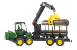 Bruder 2133 John Deere 1210E Bosbouw Tractor Met Vier Boomstammen