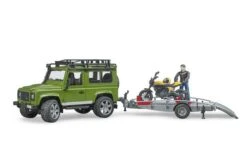 Bruder 2589 Land Rover Defender, Trailer + Scrambler Ducati Full Throttle -Speelgoed Promoties Winkel geel 3