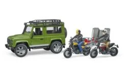 Bruder 2589 Land Rover Defender, Trailer + Scrambler Ducati Full Throttle -Speelgoed Promoties Winkel geel 5