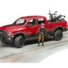 Bruder 2502 RAM 25 Power Wagon, Scrambler Ducati Desert Sled En Bestuurder