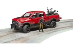 Bruder 2502 RAM 25 Power Wagon, Scrambler Ducati Desert Sled En Bestuurder